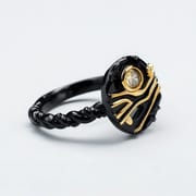 Personalized Geometric Hollow Couple Ring – Exquisite Brass & White Steel Mosaic Ring for Women_img_0