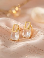 Simple Crystal Geometric Earrings for Women – Silver Plated Copper Korean Style Fashion Earrings_img_6