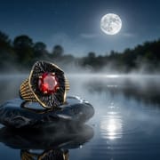 Exaggerated Black Gold Red Zircon Ring – Retro Bohemian Geometric Statement Ring for Men & Women_img_15