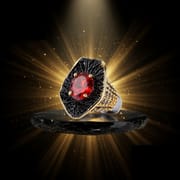 Exaggerated Black Gold Red Zircon Ring – Retro Bohemian Geometric Statement Ring for Men & Women_img_9