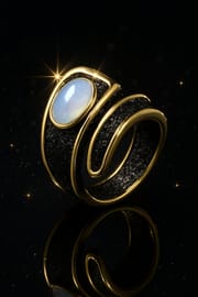 Shiny Moonstone Black Gold Ring for Women – Geometric Adjustable Copper Ring | Retro Rococo Party Jewelry 2026_img_4