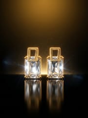 Simple Crystal Geometric Earrings for Women – Silver Plated Copper Korean Style Fashion Earrings_img_9