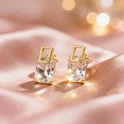 Simple Crystal Geometric Earrings for Women – Silver Plated Copper Korean Style Fashion Earrings_img_4