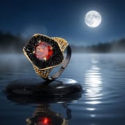 Exaggerated Black Gold Red Zircon Ring – Retro Bohemian Geometric Statement Ring for Men & Women_img_14