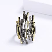 Luxury Two-Tone Geometric Hollow Black Ring for Women | Gold Plated Brass Fashion Ring (Sizes 7, 8, 9)_img_6