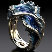 Hongdi Wave Enamel Diamond Ring for Women – Geometric Luxury Alloy Ring | European American Style Fashion Jewelry_img_11