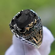 Luxury Emerald Retro Ring for Men – Gold Plated Alloy Palace Style Hollow Statement Ring | Vintage Green Gemstone Jewelry_img_8