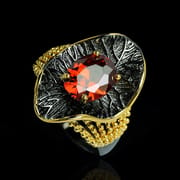 Exaggerated Black Gold Red Zircon Ring – Retro Bohemian Geometric Statement Ring for Men & Women_img_21