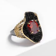 Exaggerated Black Gold Red Zircon Ring – Retro Bohemian Geometric Statement Ring for Men & Women_img_19