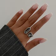 European & American Geometric Acrylic Diamond Ring Set for Women | Luxury Square Matching Rings 2026_img_11