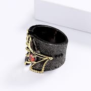 Black Gold Two-Tone Flower Ring for Women – Luxury Plated Brass Statement Ring with Gemstone | European American Style Jewelry_img_9
