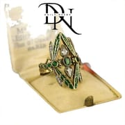 Retro Bohemian Green Dragonfly Adjustable Ring for Women – Vintage Diamond Open Finger Ring_img_3