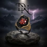 Exaggerated Black Gold Red Zircon Ring – Retro Bohemian Geometric Statement Ring for Men & Women_img_5