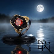 Exaggerated Black Gold Red Zircon Ring – Retro Bohemian Geometric Statement Ring for Men & Women_img_3