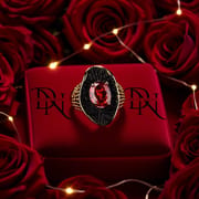Exaggerated Black Gold Red Zircon Ring – Retro Bohemian Geometric Statement Ring for Men & Women_img_2