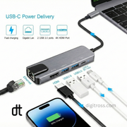 5 in 1 USB-C Hub Adapter with 4K HDMI, 3× USB 3.0 Ports & PD Charging – Multi-Port Expansion for Laptop, MacBook, Tablet & Smartphone_img_1