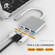 3 in 1 USB-C Hub Adapter with 4K HDMI & USB 3.0 Ports – Type-C to HDMI Multiport Converter for Laptop, MacBook, Tablet & Android_img_0