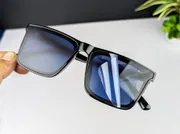Premium Double Poly Rectangular Sunglasses – Matte Black / Blue Lens_img_4