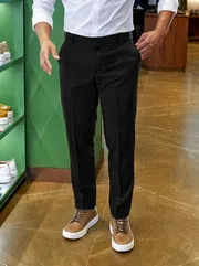 Formal solid Black pant -chaina fabric_img_0