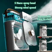 3 in 1 USB Portable Non Rechargeable Air Cooling Fan with Humidifier Purifier Mist and LED Light_img_5