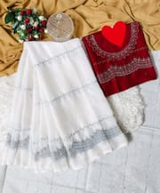 জর্জেট এম্ব্রয়ডারি শাড়ী উইথ ব্লাউজ পিস_img_2