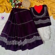 জর্জেট এম্ব্রয়ডারি শাড়ী উইথ ব্লাউজ পিস_img_3