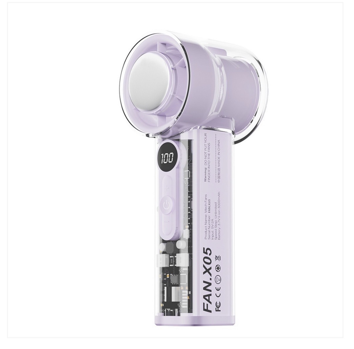 Cross-Border X05 New Model Rechargeable Turbine Cooling USB Handheld Fan with Digital Display Portable Outdoor Mini Fan_img_3