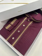 Maroon Regal Weave Panjabi -A3R118_img_0