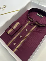 Maroon Regal Weave Panjabi -A3R118_img_2