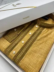 Olive Gold Majesty Luxury Panjabi -A3Y131_img_0