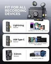 Hollyland Lark M2 Wireless Microphone for iPhone/Camera/Android/PC, 48kHz/24-bit High Fidelity Audio, 300m Range, Noise Cancelling, 40h Use, YouTube, Vlog, Streaming (2TX + 3RX + Charging Case)_img_7