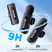 BOYA by-V2 Wireless Lavalier Microphone for iPhone, Mini Phone Microphone Wireless, Noise Canceling, Dual Lapel Mic for YouTube, Podcast, TikTok Vlog Recording(Not Compatible iPhone 15/16/17)_img_2