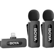 BOYA by-V2 Wireless Lavalier Microphone for iPhone, Mini Phone Microphone Wireless, Noise Canceling, Dual Lapel Mic for YouTube, Podcast, TikTok Vlog Recording(Not Compatible iPhone 15/16/17)_img_0