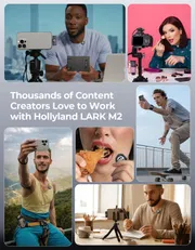 Hollyland Lark M2 Wireless Microphone for iPhone/Camera/Android/PC, 48kHz/24-bit High Fidelity Audio, 300m Range, Noise Cancelling, 40h Use, YouTube, Vlog, Streaming (2TX + 3RX + Charging Case)_img_8