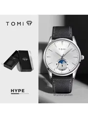 TOMI T-024 Men's Quartz Leather Belt Magnetic Lock Watch (Black-White)_img_0