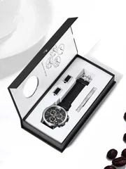 TOMI T-602 Chronograph Men's Leather Belt Quartz Watch (Black)_img_7