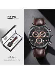 TOMI T-602 Chronograph Men's Leather Belt Quartz Watch (Brown)_img_0