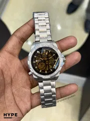 Fossil Chain Automatic Brown Glass (Silver)_img_0
