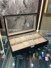12 Slots Leather Watch Organizer Box (Black-Cream)_img_0