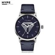 TOMI T-042 Men's Leather Belt Quartz Watch With Date (Blue)_img_0