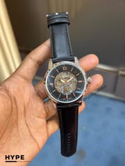 Fossil Automatic With Sub-Dial Belt (Silver-Black)_img_0