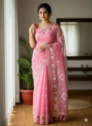 Half Silk Jamdani Print Saree_img_0