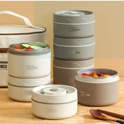 4 Pcs Round Lunch Box Set with Insulated Carry Bag | Leakproof BPA Free Food Container for Office & Travel Inva gadget_img_2