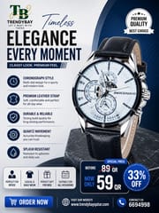 Elegant Chronograph Style Black Leather Watch_img_0