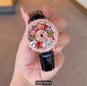 Elegant Rotatable Crystal Floral Women’s Watch – Black Strap (Copy)_img_0