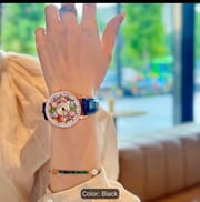 Elegant Rotatable Crystal Floral Women’s Watch – Black Strap (Copy)_img_3