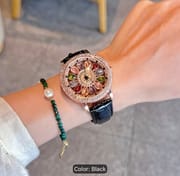 Elegant Rotatable Crystal Floral Women’s Watch – Black Strap (Copy)_img_1