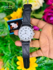 Classic White Dial Leather Strap Watch_img_1