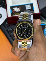 Luxury Gold & Silver Black Dial Watch – Premium Edition_img_1