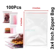 100 pcs Zipper lock bag 3" x 4" inch Small Mini Size Pack Poly Resealable Zip Lock Poly Bag for Plastic Storage Packet_img_0